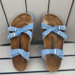 Birkenstock FRANCA Dusty Blue Oiled Leather Sandals
